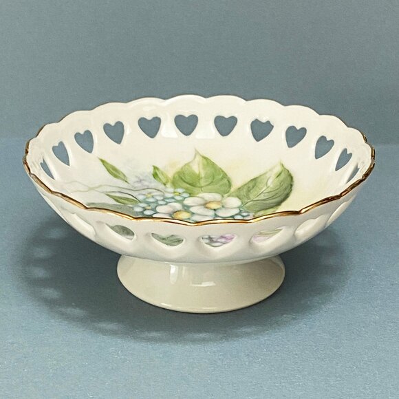 Adorable Little Trinket Dish with Hand Painted Flowers - 1950s - Ring Dish - Picture 6 of 6